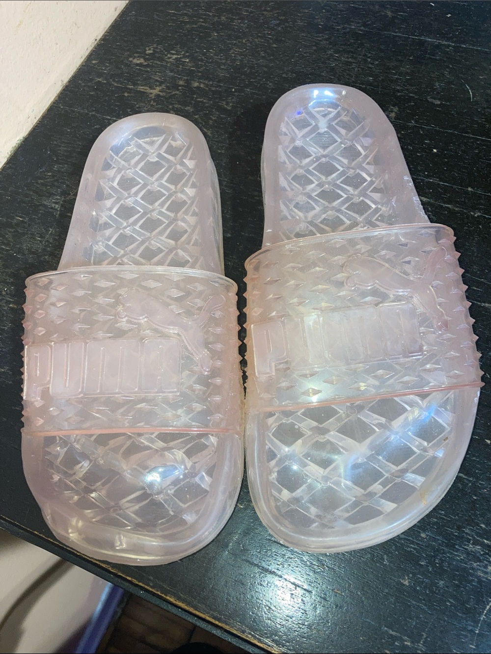 Puma Iridescent Clear Pink Slide Sandals